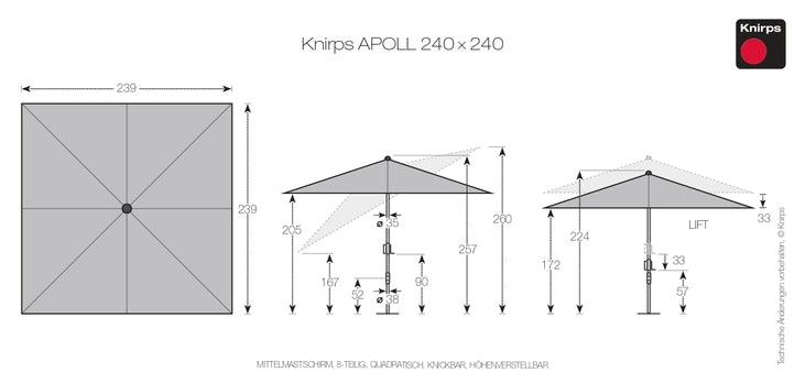 Sonnenschirme Apoll 240x240 cm