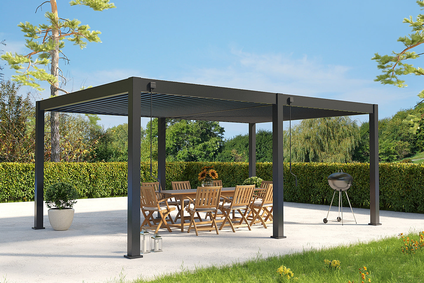 Elegance Plus 6 x 4 Meter Anthrazit / Verstärkte Steher