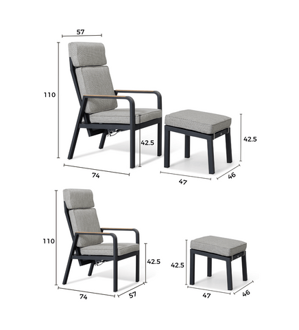 Vito Textilene Liegestuhl Mit Fußhocker