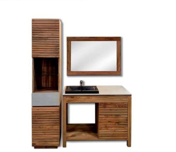 Badezimmer Set Keramik / Teak