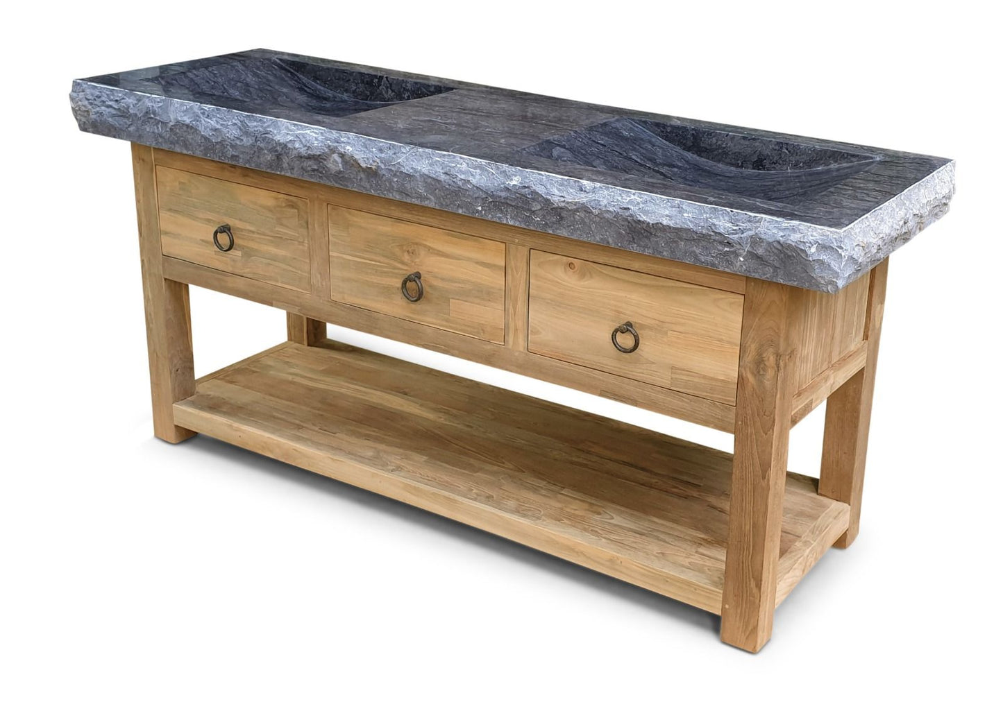 Doppel Waschbecken aus Marmor inkl. Unterschrank