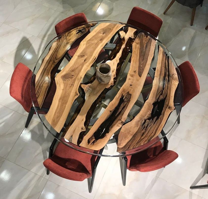 Rund Epoksit Tisch 180 cm