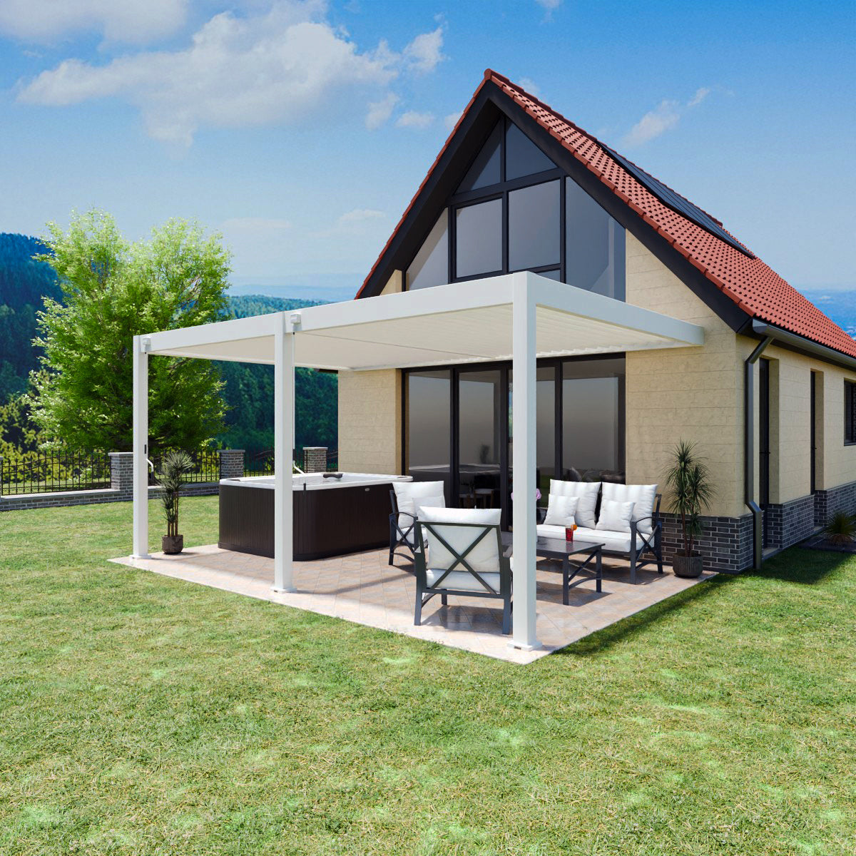 Elegance - Wandmontage - 3,6 x 5,3 meter - Vollaluminium Weiß