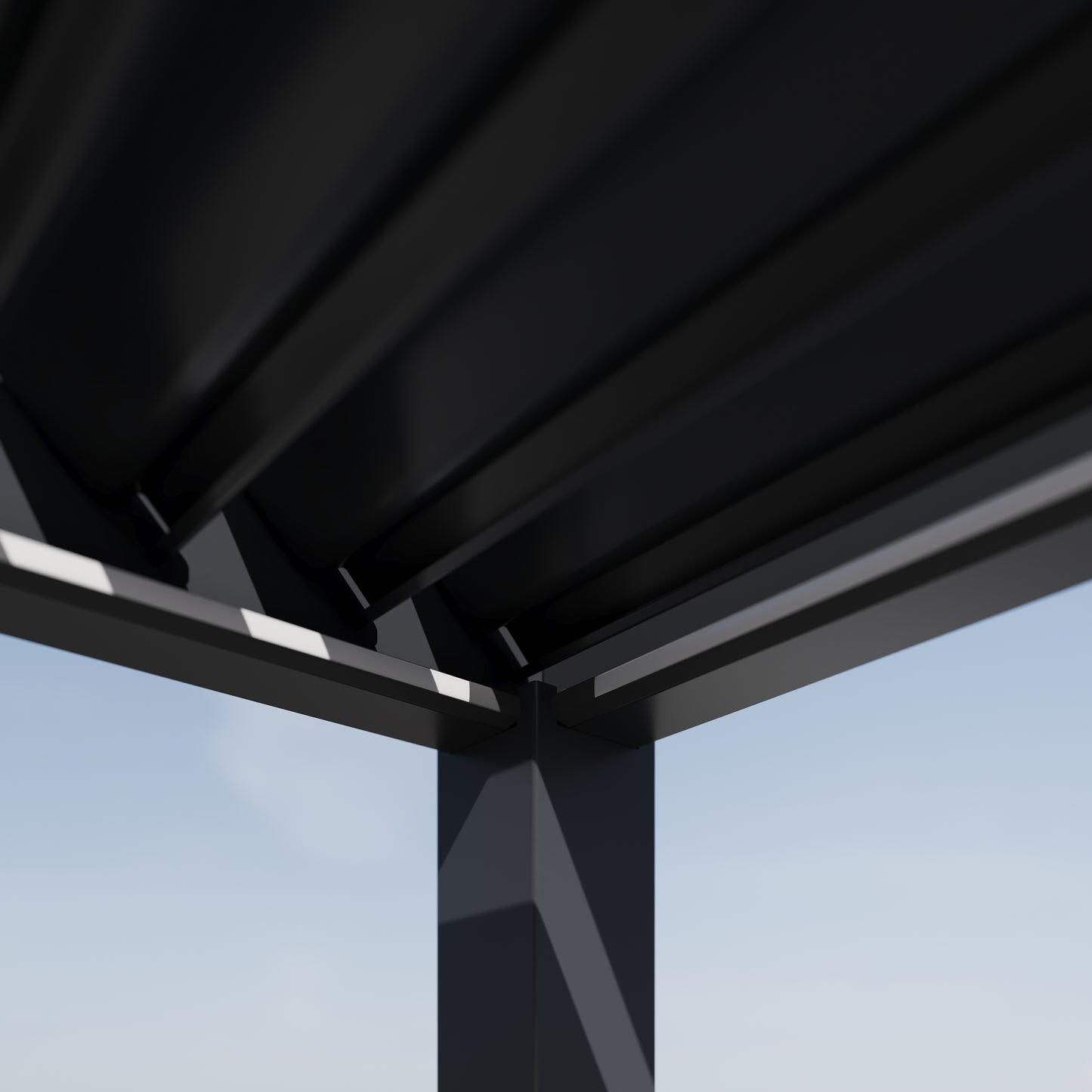 Elegance Plus mit Motor inkl LEDs 6 x 4 Meter Anthrazit / Verstärkte Steher