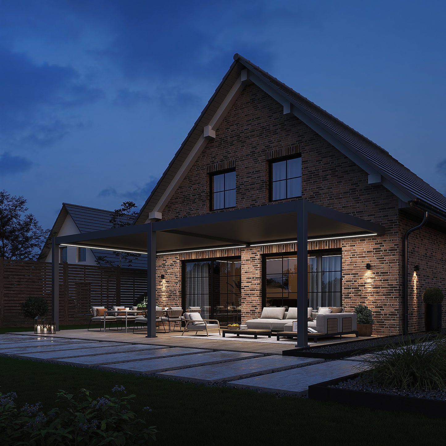 Elegance Plus - Wandmontage - mit Motor inkl LEDs 8 x 4 Meter Anthrazit / Verstärkte Steher