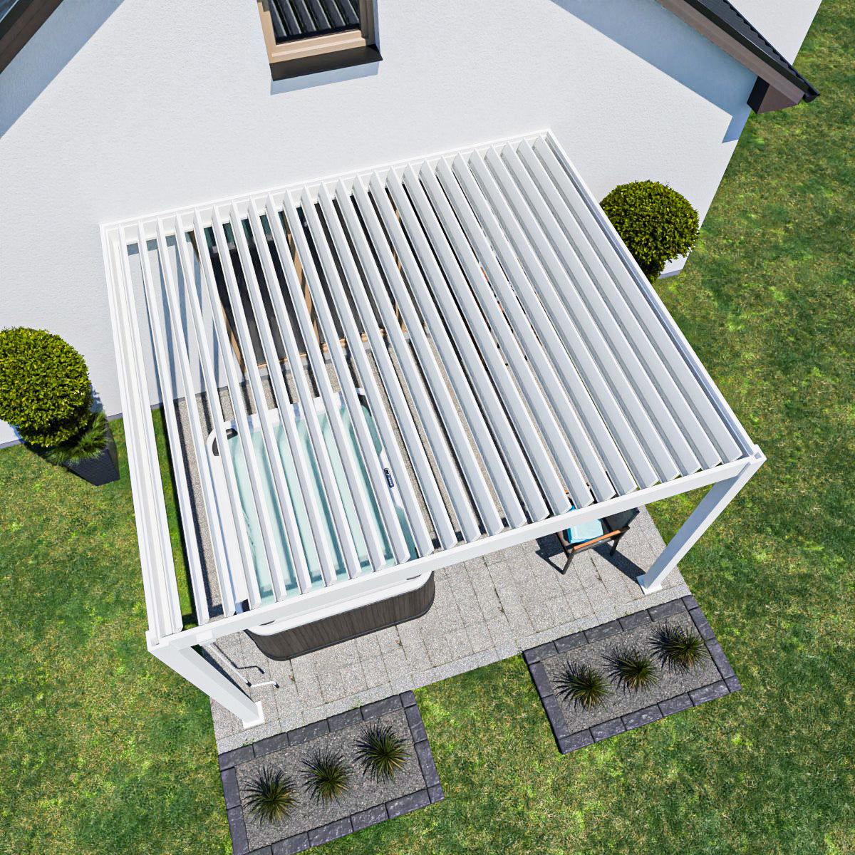 Elegance - Wandmontage - Vollaluminium 3,6 x 3 Meter Weiß