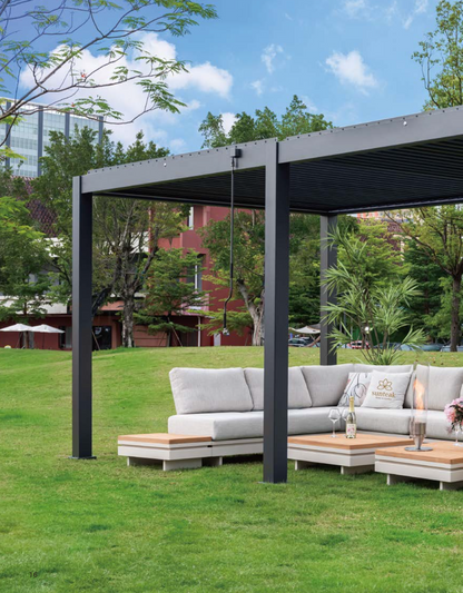Pergola Infinity Plus inkl LEDs 5,6 x 3 Meter - Anthrazit - Doppellamellen Dach