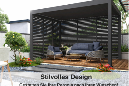 Horizontale Lamellenwand / Seitenwand für Pergola | anthrazit | aus Aluminium