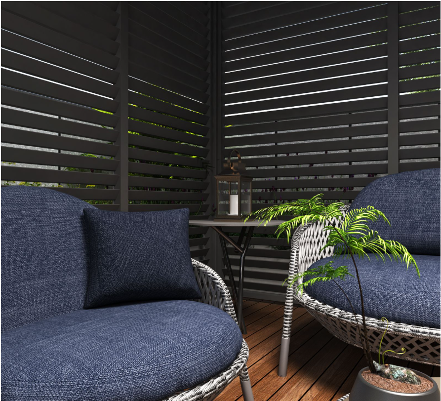 Horizontale Lamellenwand / Seitenwand für Pergola | anthrazit | aus Aluminium