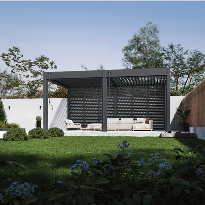 Horizontale Lamellenwand / Seitenwand für Pergola | anthrazit | aus Aluminium