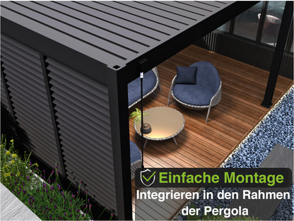Horizontale Lamellenwand / Seitenwand für Pergola | anthrazit | aus Aluminium