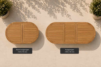 Gartentisch Oval, Massive Teak Tisch