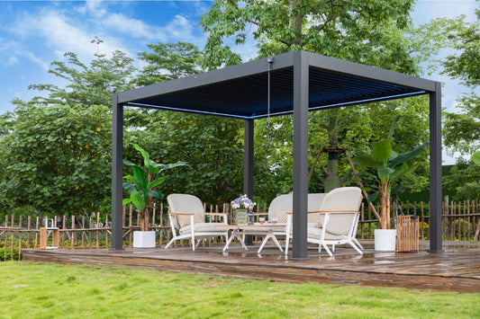 Pergola Infinity Plus inkl LEDs 4 x 3 Meter - Anthrazit - Doppellamellen Dach