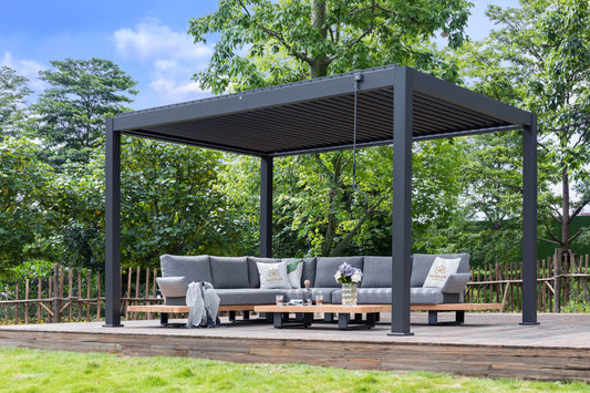 Pergola Infinity Plus inkl LEDs 3,6 x 4 Meter - Anthrazit - Doppellamellen Dach