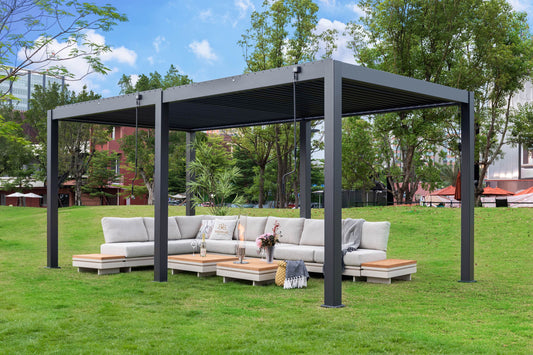 Pergola Infinity Plus inkl LEDs 5,6 x 3 Meter - Anthrazit - Doppellamellen Dach