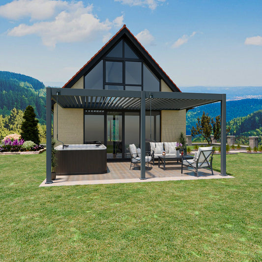 Elegance - Wandmontage - 3,6 x 5,3 meter - Vollaluminium Anthrazit