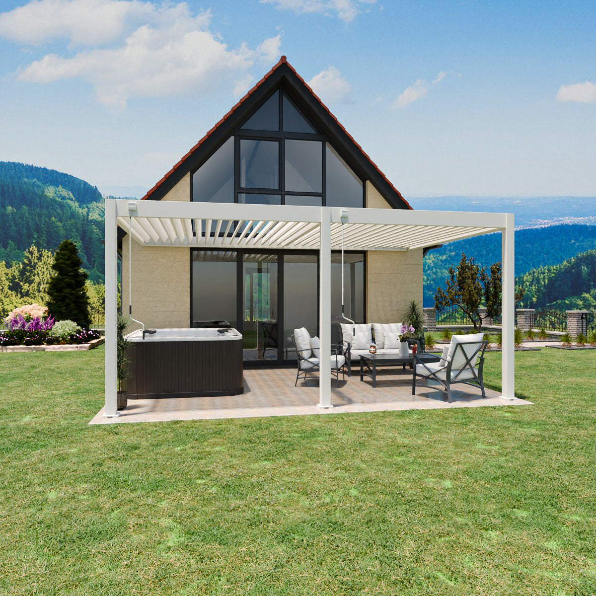 pergola markise wandmontage Elegance - Wandmontage - 3,6 x 5,3 meter