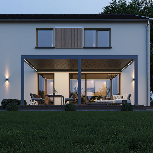 Elegance Plus - Wandmontage - mit Motor inkl LEDs  6 x 4 Meter Anthrazit / Verstärkte Steher
