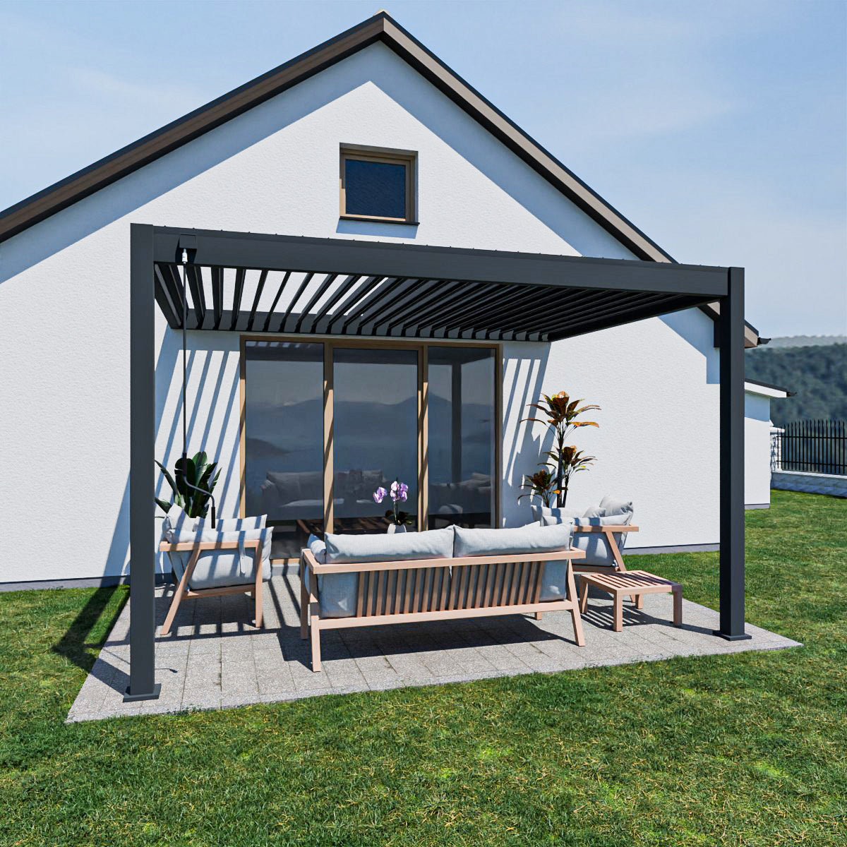 Elegance - Wandmontage - 4 x 3 meter - Vollaluminium Anthrazit